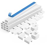 shinfly Kabelkanal Selbstklebend Weiß, 12-Pack mit 22 Zubehörteilen –L40cm*W1,5cm*H1cm – PVC Kabelabdeckung, Kabelschacht zum Verstecken von Kabel, TV Kabelkanal für alle Netzkabel in Haushalt/Büro