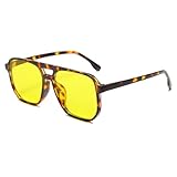 Long Keeper Retro Pilotenbrille Eckige Sonnenbrille Pilot Herren Damen Klassisch 70er Quadratische Sonnenbrille Retro Brille Pilotenform mit UV400 Schutz