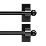 Ausziehbare Gardinenstangen, verstellbare Länge 60–107 cm, Café-Stangen mit doppelseitigen, selbstklebenden Endstücken, einfache Installation ohne Bohren, für Zuhause, Fenster, Küche, Schwarz, 2 Stück