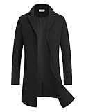 COOFANDY Mantel Herren Wintermantel Lang Warm Herrenmantel Reverskragen Trenchcoat Business Winterjacke mit Taschen Schwarz XL