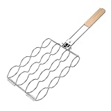 Poo4kark Christmas Tragbarer, Faltbarer Grillrost für Mais. Vielseitiger BBQ-Maishalter. Kochwerkzeug für den Außenbereich. Einfach zu bedienen kompaktes Design. (Silver, 31.3x17x5.8cm)