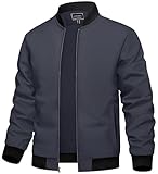 TACVASEN Jacke Herren Übergangsjacke Leicht Sommerjacke Dünner Herrenjacke Bomber Blouson US Pilotenjacke (L, Kohlengrau)