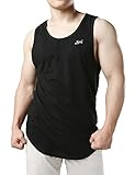 JOGAL Tank Top für Herren Langes Muskelshirt mit gebogenem Saum, schwarz, Klein