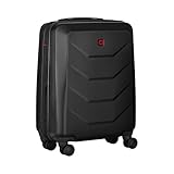 WENGER Prymo Medium Schalenkoffer mit 4 Rollen, Trolley, Mittelgroß, 59 (67) l, Hartschale, Sicherheitsschloss, Damen Herren, Reisen Urlaub, Schwarz, 612537