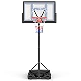 Yohood Basketballkorb Outdoor, Verstellbare Korbhöhe von 135 bis 305 cm, Basketballständer mit 111x72cm Rückwand, für Kinder Jugendliche Erwachsene im Hinterhof/Auffahrt/Innenbereich