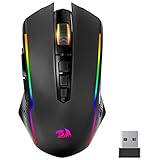 Redragon Gaming Maus Kabellose, RGB Wiederaufladbare Gaming-Maus mit 9 Macro Editing Programmierbare Tasten/8000 DPI, Ergonomische Wireless Gaming Maus, 70Hrs fur PC/Mac Gamer