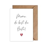 WBdesignz Muttertag Karte mit Umschlag - Mama Karte zum Geburtstag Glückwunschkarte Mama du bist die Beste (DIN A6)