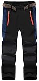 Macker Jones Kinder Softshellhose Skihose Gefüttert Thermohose Wasserdicht Winddicht Schneehose Winter Warm Wanderhose für Jungen Mädchen KZ0089-Black-140/152