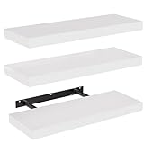 STOREMIC Wandregal, Regale Weiß Wand 40cm, 3er-Set Schweberegal Weiss, Moderne dekorative Regalbrettmit sauber Verarbeitet für Schlafzimmer, Küche, Büro, Wohnzimmer usw