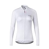 Santic Fahrradtrikot Damen Langarm Radtrikot Damen Fahrradshirt Radshirt MTB mit Taschen Weiß EU M