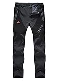 donhobo Damen Wanderhose Warm Gefüttert Winter Skihose Winddicht Wasserdicht Softshellhose Snowboardhose Trekkinghose Funktionshose Dunkelgrau M