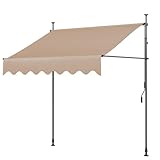 Klemmmarkise ohne Bohren 200cm mit Handkurbel Balkon Balkonmarkise Markise Sonnenschutz Wasserdicht UV-beständig Höhenverstellbar Wasserabweisend Terrassenüberdachung Metall und Polyester Khaki