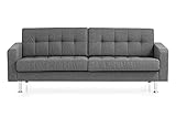 Traumnacht Sofa Laval, 3-Sitzer Couch mit Stoffbezug und Metallfüßen, produziert nach deutschem Qualitätsstandard, grau, 204 x 92 x 65 cm