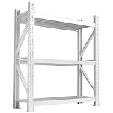 WIGING Hochleistungs- Lagerregale, Industrie- Metall- Allzweckregal, Tragfähigkeit 350kg, Garagenregale Für Lager Keller Zuhause Büro Speisekammer Werkstatt(White-A,120x40x200cm)