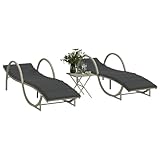 Somanki Sonnenliegen 2 STK. mit Tisch Hellgrau Poly Rattan, Gartenliege, Liegestuhl, Sonnenstuhl, Sonneninsel Outdoor, Liegen, Gartenmöbel, Bäderliege, Relaxliege - 368268