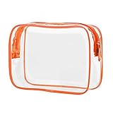 lmoikesz Kulturbeutel, Kosmetiktasche, PVC, Kulturbeutel, Reißverschluss, Organizer, tragbar, Orange