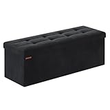 SONGMICS Sitzhocker mit Stauraum, klappbare Sitzbank, 38 x 110 x 38 cm Fußbank, Aufbewahrungsbox, bis 300 kg belastbar, für Wohnzimmer Schlafzimmer Flur, tintenschwarz LSF277B01