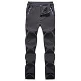 Herren-Wanderhose, winddicht, gefütterte Hose, Taschen, warme Outdoor-Fitness-Softshell-Hose, Cargo-Sweathose für Damen, grau, 3XL