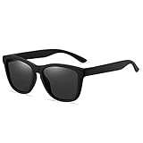 Cycbiki Sonnenbrille Matt Schwarz Polarisiert Herren und Damen Klassische Rechtecke Sonnenbrille Retro Unisex Brille mit UV 400 für Fahrrad Reisen und Tägliche Einkäufe