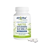 APOrtha Vitamin K2 MK7 200 µg 99+% ALL-Trans, 190 Tabletten hochdosiert vegan, Hochwertiges Natto K2 Vitamin leicht zu schlucken Nahrungsergänzung Vit K2, Vitamin K 2 Alternative zu K2 Tropfen Kapseln