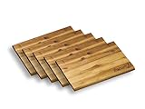 KESPER - 5er Pack - Frühstücksbrettchen XL mit Einbrand Brotzeit - 32 x 21 cm - Essbrett - Akazie - Holz