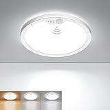 Matane LED Deckenleuchte mit Bewegungsmelder, 18W Deckenlampe Bewegungssensor Innen, Warmweiß/Neutralweiß/Kaltweiß für Schlafzimmer, Flur, Küche, Badzimmer, Balkon, Keller, Garage, Treppe 22cm