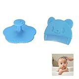 2 Stück Baby Haarbürste,Babybürste,Milchschorf Baby Entfernen,Weich Baby Haarbürste,Kieselgel Babybürste,Massage Baby Bürste,für Baby Geeignet für Neugeborene, Baby(Blau – Kamm und Bürste)