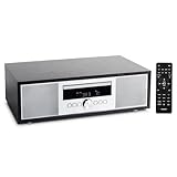 MEDION P64145 Stereoanlage (DAB+, CD, MP3, PLL UKW Radio, USB, Kompaktanlage, Elegantes Design, Weckfunktion, Sleep Einschlafautomatik) schwarz-Silber