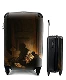 MuchoWow© Koffer Handgepäck Trolley Rollkoffer Kleine Reisekoffer mit 4 Rollen - Die Heilige Familie bei Nacht - Rembrandt Van Rijn - Cabin Size  55x40x23 & 55x40x20 cm - Fotokoffer - Kabinenkoffer