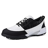 DAMANDO Damen Golfschuhe rutschfeste Leder-Golfschuhe Wasserabweisende Leichte Komfort-Sport-Sneaker,Schwarz,37 EU