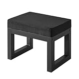 IBUYKE 16” Kleiner Fußhocker Ottomane, Rechteckige Leinen Fußablage Hocker mit Gepolstertem Sitz und Metallbeinen, Moderne Ottomane Fußstütze für Wohnzimmer Schlafzimmer Sessel, Schwarz WBD001B