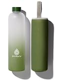 drinkerie® Glasflasche 1 Liter (Grün) – Frosted Design - Hochwertiges Borosilikatglas - Auslaufsichere Trinkflasche Glas 1L - Nachhaltige Glastrinkflasche für unterwegs