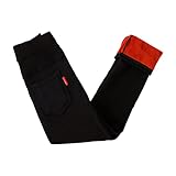 XINYUNZU Mädchen Thermohose Winterhose mit Taschen Thermo Leggings Thermopants Warme Kuschel Hose Kinder Kleidung Girls Pants Mode Hosen 2-9 Jahre Alt Sale Angebote Schwarz 8-9 Jahre