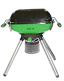 Multi Grill Deluxe Balkon Terrasse Park mobiler Party Gas-Grill Tischgrill mit Fettauffang und Grillplatte mit Piezozündung Zum Grillen und Kochen, Silber, Grün, Schwarz