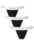 Calvin Klein Herren 3er Pack Strings Baumwolle mit Stretch, Schwarz (Black, Black, Black), L