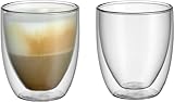 WMF Kult doppelwandige Cappuccino Gläser Set 2-teilig, doppelwandige Gläser 250ml, Schwebeeffekt, Thermogläser, hitzebeständiges Teeglas, Kaffeeglas