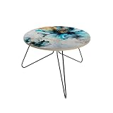 HEALANCY Couchtisch Rund - Wohnzimmertisch mit Metallbeinen - Modern Beistelltisch - Wohnzimmer Möbel Side Table - Kaffeetisch Coffee Table - Riva-Eiche