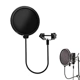 Mikrofon Popschutz, Mikrofon Pop Filter, Popfilter für Mikrofone, Mikrofon Dual Layered Sound Shield Wind Pop Screen, Mit Flexiblen 360°Schwanenhals Clip Stabilisierungsarm für Die Meisten Mikrofone