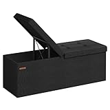 SONGMICS Sitzbank mit Stauraum, Truhe faltbar, Aufbewahrungsbox, 38 x 110 x 38 cm, Klappdeckel, belastbar bis 300 kg, für Flur, Wohnzimmer, Schlafzimmer, Tintenschwarz LSF076B01