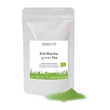 BIO Matcha Tee Pulver - Premium-Qualität - 100g - Beutel wiederverschließbar - gemahlener original Grüner Biotee aus Südjapan - cosmopoliTEA®