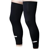 COOLOMG Beinlinge Knielinge Kompression Kniewärmer Radsport Basketball Fußball UV Sonnenschutz Anti Rutschen für Herren Damen Kinder Jugend Schwarz L (1 Paar)