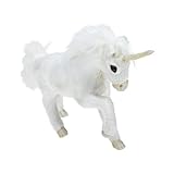 ERINGOGO Simulation Einhorn Tabletop Prunkstück Cartoon-Einhorn-Puppe Wohnkultur Akzente Plüsch-Charakterkissen kunstfell kunstpelz Plüsch-Dekor in Einhornform Tiere schmücken Plastik Weiß