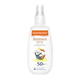 PAEDIPROTECT Sonnenspray Kinder Baby LSF 50+ 150 ml, Sonnencreme parfümfrei & wasserfestes Spray, Gesicht Körper, Sonnenschutzspray vor UVA/UVB-Strahlung, vegan, ohne Mikroplastik