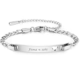 Personalisiertes Gravur Armbänder, Personalisierte Armband in Herzform,Personalisiertes ID-Armband aus Edelstahl mit Namen,Geschenke für Taufe Valentinstag Weihnachten Frau und Freundin (Silber)