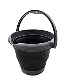 Sammart 5 Liter Faltbarer Kunststoffeimer – Faltbare runde Eimer – tragbarer Wassereimer – platzsparender Outdoor-Wassertopf (5L rund, grau schwarz)