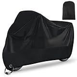 Motorrad Abdeckplane Outdoor Winterfest XXL, 210D Oxford Stoff Wasserdicht Roller Abdeckung mit Schlüsselloch für Moped, Bike, Sommer, Schützt vor UV Regen Schnee Staub 245x105x125cm Schwarz