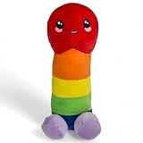 MIJOMA Plüsch-Penis 30 cm – Kuschelpuppe in Hautfarbe oder Regenbogen – Lustiger Scherzartikel – Weiches Stofftier aus 100% Polyester – Perfektes Mitbringsel für Spaß & Unterhaltung (Regenbogen)