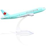 QIYUMOKE BO eing 777 Air Canada 1/400 Druckguss-Metallflugzeugmodell mit Ständer, Fluglinien-Modellflugzeug, Legierung, Display, Sammlerstück, Modellbausatz für Luftfahrt-Enthusiasten, Geschenk