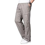 Cargohose für Herren, Sweatpants im Militär-Stil, solide Baumwolle, A012 Hellgrau, L