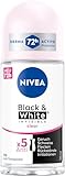 NIVEA Black & White Invisible Clear Deo Roll-On (50 ml), Antitranspirant mit Anti-Flecken-Formel und ohne Ethylalkohol, Deodorant mit 72h Schutz und NIVEA Pflegekomplex